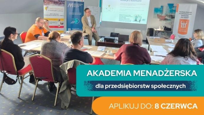 Grafika prezentująca spotkanie Akademii Menadżerskiej