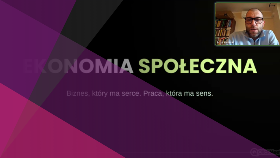 Plansza prezentacji na temat ekonomii społecznej